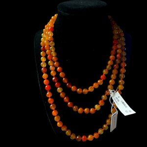 Persimmon Gemstone Beads Necklace
